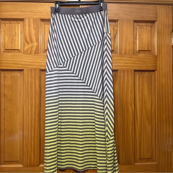 Calvin Klein Performance Gray/Yellow Striped Maxi Skirt Size Large NWT - Picture 3 of 12